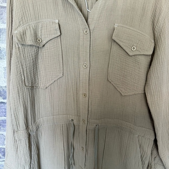 NWT Overlover LA sage green grey gauze cotton oversized utility jumpsuit - Picture 5 of 11